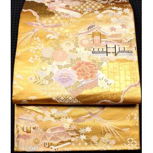 袋帯 フォーマル 全通 金 花紋 唐草 宝相華 七宝 礼装用 仕立て上り