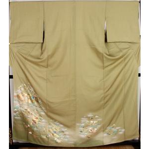 平和屋着物●創業460年・千總　色留袖　駒刺繍　柴垣に花　金彩　正絹　逸品　AABF8195ck 平和屋着物○創業460年・千總 色留袖 駒刺繍 柴垣に花 金彩 正絹 逸品