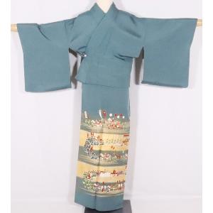 訪問着 袷 正絹 赤紫 山水画 Mサイズ kim35 新品 着物 レディース 公式 