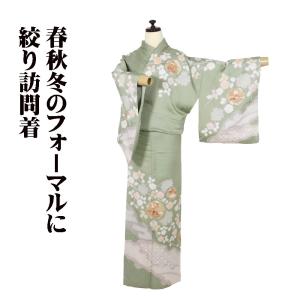 送料無料】京友禅競技会 友禅訪問着 正絹 海苔あられ・文様柄 ki25128 