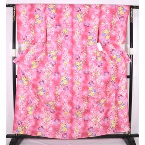ananブランド 婦人用 浴衣 綿紅梅 ローズピンク 桜 桔梗 LY2958 新品 Lサイズ 夏着物 レディース 6月7月8月9月シーズン 送料無料