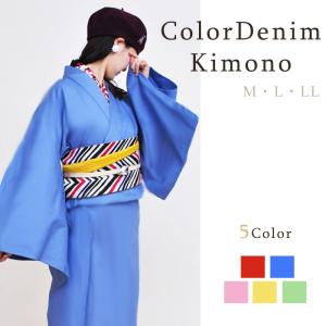 くるり デニム着物 L 洗える着物 単衣仕立 ブルー くるり デニム着物 L 洗える着物 単衣仕立 ブルー - メルカリ