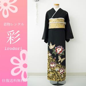黒留袖レンタル ぼたんに蝶 結婚式 披露宴 華やか 親族 列席 母親 フルセット 振袖 訪問着 卒業式