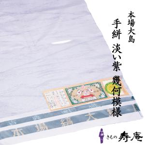 kimono 紬着物 本場縞大島着尺 反物 鹿児島 川野織物 パープル 紫の