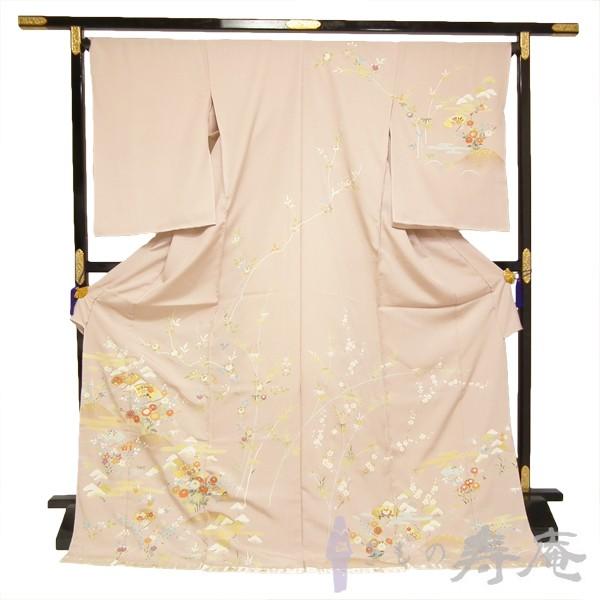 着物 特選訪問着 古典京友禅訪問着 卒業式 入学式 御所解に扇面文様 ピンク 絹100% 新品 未仕...