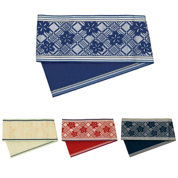 帯 半幅帯 博多 献上 博多織 小袋帯 桜 赤 紺 黒 ベージュ 正絹 単衣 四寸 本場筑前 舞扇 ...