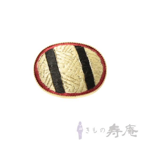 帯留め 刺繍 紗綾型 白に金台 大正ロマン レトロ モダン 新品
