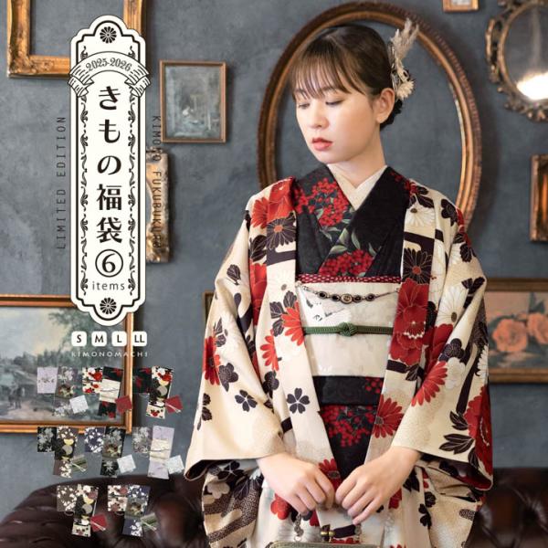 洗える着物 セット 「袷着物＋京袋帯＋帯揚げ＋帯締め＋羽織＋羽織紐の6点セット 全8柄」 KIMON...