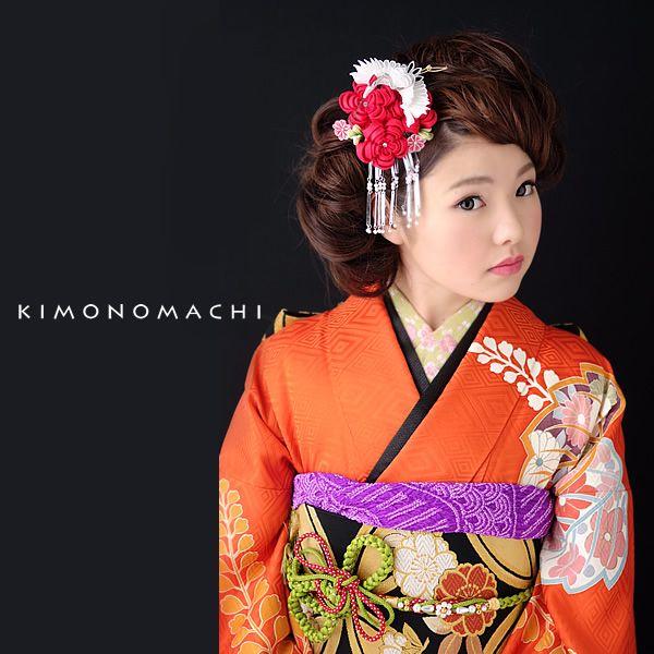 （Prices down）成人式 髪飾り 振袖「赤色のお花 翔鶴」つまみ髪飾り 振袖用髪飾り 前撮り...