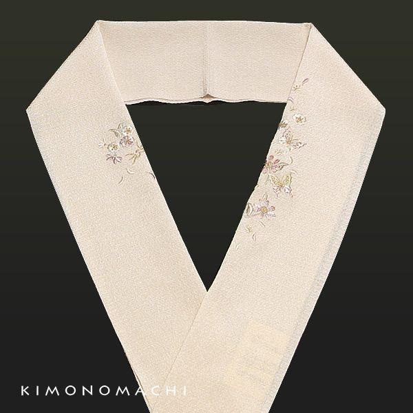 （Prices down3）刺繍半衿「花と蝶×猫と花」刺繍衿 和装小物 半襟 （78708）ss25...