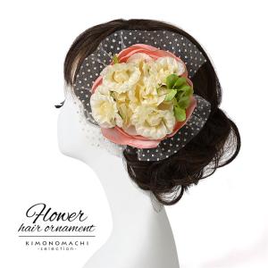 髪飾り「ベージュホワイト 花とレース」
