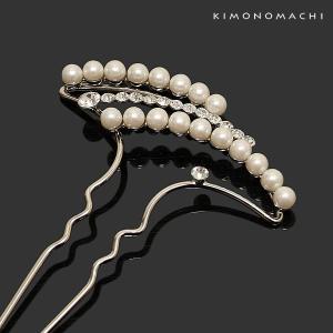 かんざし バチ型 簪 金色 ゴールド ティアラ 冠 フェイクパール ラインストーン 二本足 髪飾り かんざし フォーマル ヘアアクセサリー 日本製 SOUBIEN（創美苑） バチ型簪 金色 ゴールド ティアラ 冠 フェイク