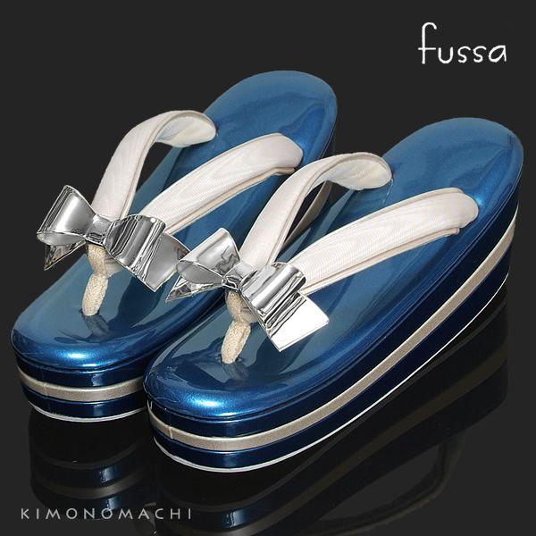 成人式 草履 厚底 Lサイズ fussa ブランド 「ブルー リボン飾り草履」  振袖 卒業式 袴 ...