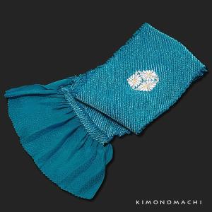 正絹 絞り帯揚げ「ブルー」 刺繍帯揚げ 中抜き 和装小物 洒落小物｜kimonomachi