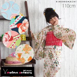 平和屋着物∴夏物 浴衣 子供 綿紅梅 毬 舞桜 綿 逸品 未使用