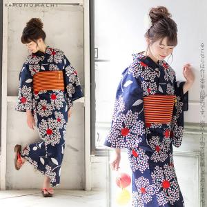 浴衣 帯 角出し風タイプ 結び帯単品「赤×ネイ...の詳細画像2