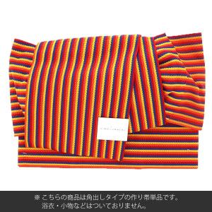 浴衣 帯 角出し風タイプ 結び帯単品「赤×ネイ...の詳細画像3