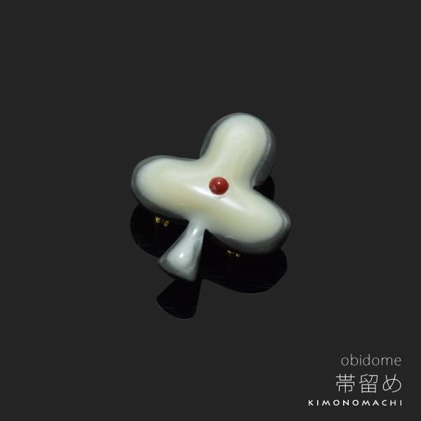 （Prices down4）象牙調 帯留め単品「生成り×グレー」 和装小物 洒落小物 化粧箱入り