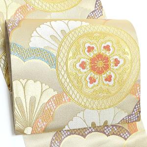 【新品未仕立て】 河合美術織物　袋帯　西陣織　正絹　フォーマル　式事　七宝柄 西陣織 袋帯 単品 お仕立て上がり「黒色 七宝花文」河合美術織物