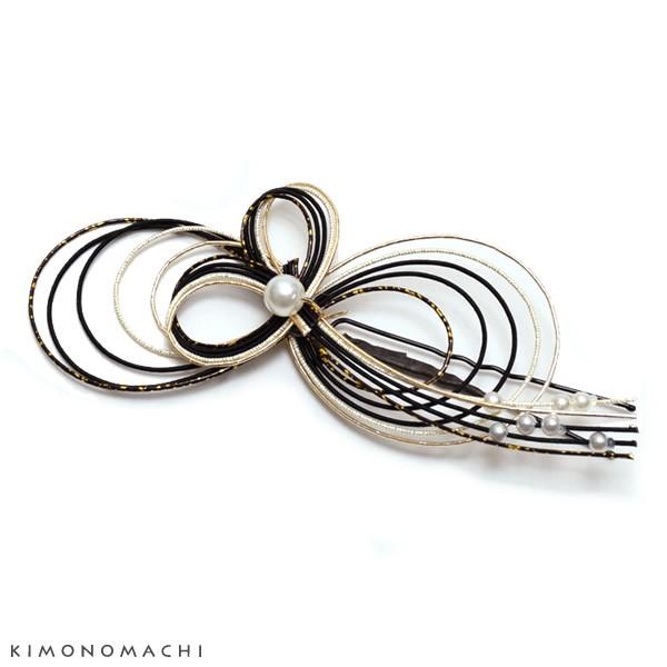 成人式 髪飾り 水引き 髪飾り「黒×ゴールド」ヘアアレンジ ポイント髪飾り Uピン髪飾り 振袖 袴 ...