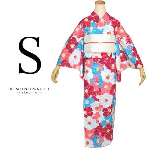 Prices down2）浴衣 レディース 単品 S 「赤×オレンジ 椿」花火大会