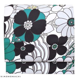 Prices down2）濱まわた紬 九寸帯「ブルー 糸菊」名古屋帯 未仕立て 浜