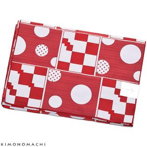 京都きもの町オリジナル浴衣帯単品「幾何学　赤色」兵児帯