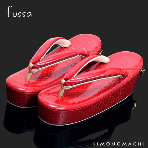 成人式 草履 厚底 Lサイズ fussa ブランド 「赤色 リボン」型押リボン飾り 振袖草履 フッサ...