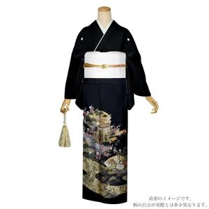 Prices down2）留袖 お仕立て上がり 黒留袖 正絹「誰が袖」紋入れ代 