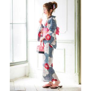 浴衣 単品 レディース 「紺色 変わり縞に梅」...の詳細画像1