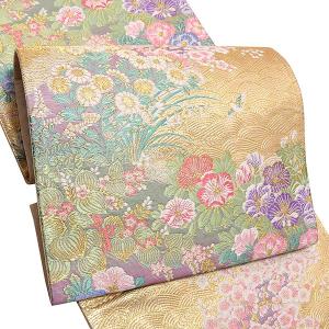 Prices down4）帯 礼装 袋帯 フォーマル「藤色×ピンク横段 変わり七宝