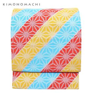 Prices down4）洒落 袋帯「薄ベージュ 菊花」紬 未仕立て 栗山吉三郎