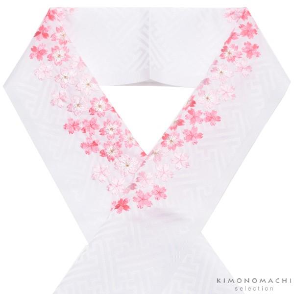 七五三 着物 3歳 7歳 刺繍 半衿「白色　ピンクの桜刺繍」 七五三に 刺繍半襟＜H＞