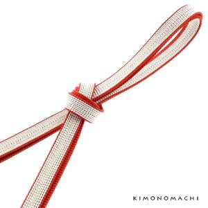 正絹三分紐「三分紐　白×赤」