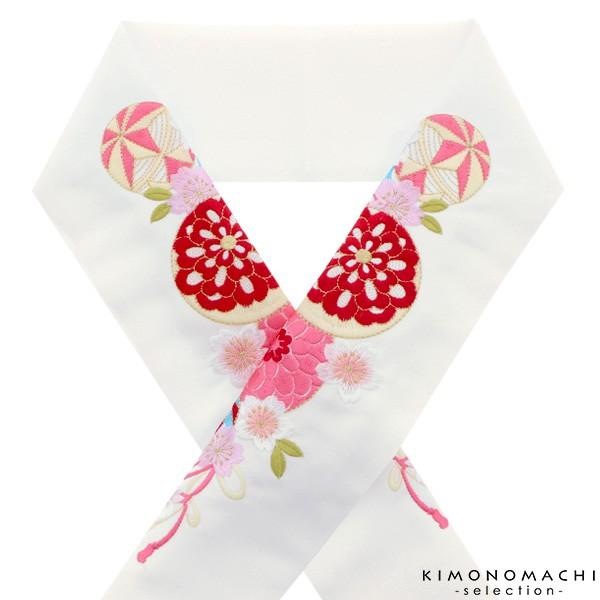 （Prices down5）振袖 半襟 刺繍 「白色　毬、花薬玉」 刺繍半襟 振袖衿 洒落衿 成人式