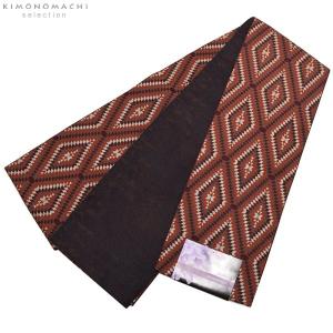 （Prices down）小袋 半幅帯「赤茶色　ダイヤ」カジュアル帯