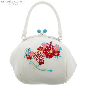 卒業式 袴 バッグ 刺繍 がま口 単品「白色 毬」成人式 振袖 振袖バッグ 和装バッグ 着物バッグ＜H＞