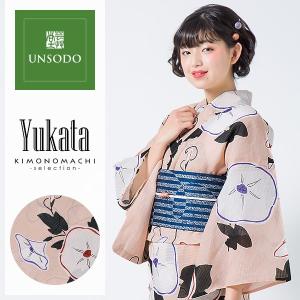 芸艸堂 浴衣単品「ピンク　朝顔」UNSODO 山本雪桂 綿紅梅 綿浴衣ss2406ykl40｜kimonomachi