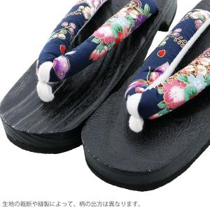 女性下駄単品「和柄 紺 黒台」フリーサイズ(L...の詳細画像2