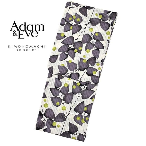 （Prices down2）Adam＆Eve 浴衣単品「黒グレー　葉っぱと水玉」大人 ブランド浴衣 ...
