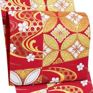 振袖 袋帯 単品「白×ゴールド 唐花格子」六通柄 日本製 お仕立て上がり