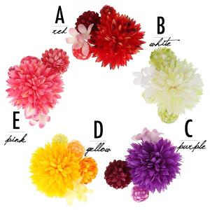 成人式 髪飾り 花 赤 白 「レッド ホワイト...の詳細画像1