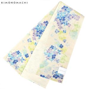 麻半幅帯「あじさい」浴衣帯 半