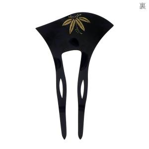 かんざし バチ型 「黒地 牡丹 和ピン #81...の詳細画像2