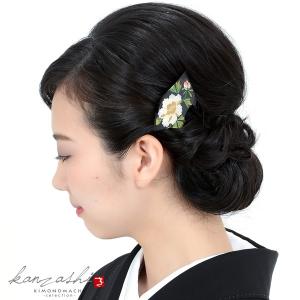 かんざし バチ型 「黒地 牡丹 和ピン #81...の詳細画像3