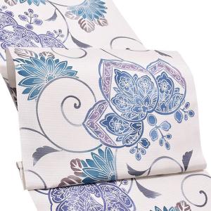 【Prices down2】濱まわた紬 九寸帯 ブルー 糸菊  [送料無料]＜T＞ss2512ong45 Prices down2）濱まわた紬 九寸帯「ブルー 糸菊」名古屋帯 未仕立て 浜