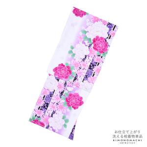 袷着物 単品「紫ぼかし　牡丹と