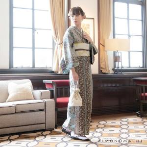 洗える着物 セット 「袷着物:縞更紗水色+京袋...の詳細画像1