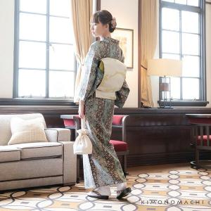 洗える着物 セット 「袷着物:縞更紗水色+京袋...の詳細画像2