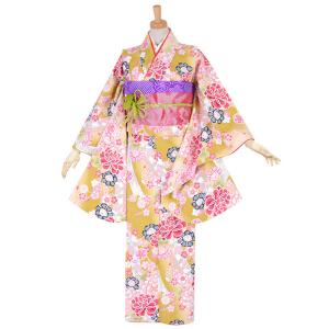 アンサンブル　女の子　子供　こども　長着＆羽織＆兵児帯＆ストール　サーモンピンク アンサンブル 女の子 子供 こども 長着＆羽織＆兵児帯＆ストール